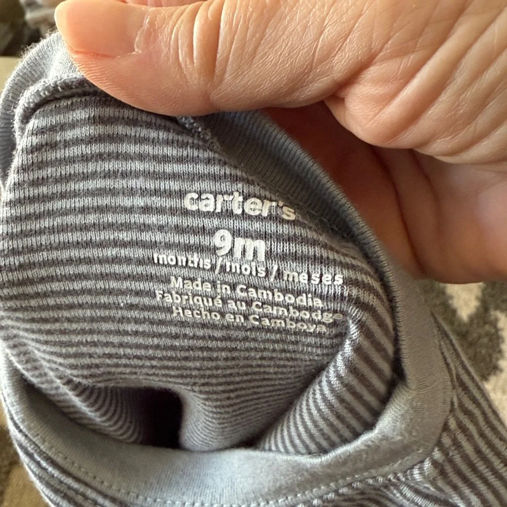 Carters Baby Boy Dog Driving Car Blue Tee Gray Striped Onesie Joggers Lot 3 Pc